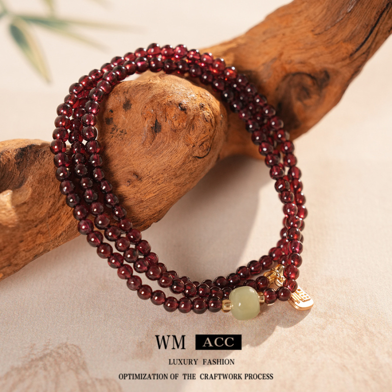 Réz gyöngyös geometriai karkötő nőknek, Új kínai stílus, Téli 2025