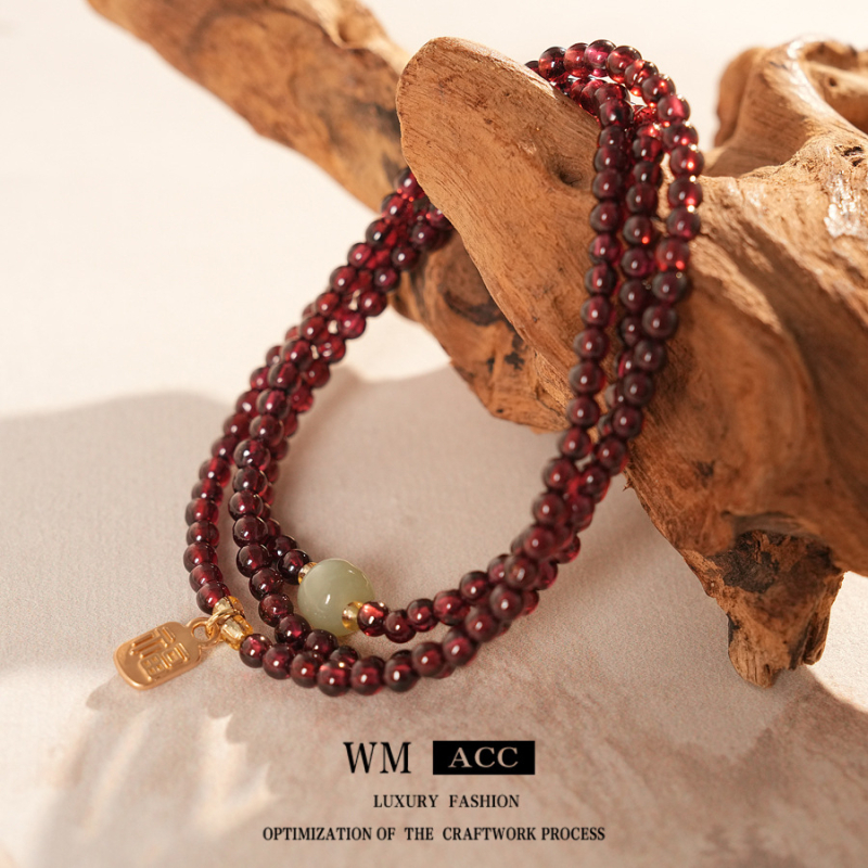 Réz gyöngyös geometriai karkötő nőknek, Új kínai stílus, Téli 2025