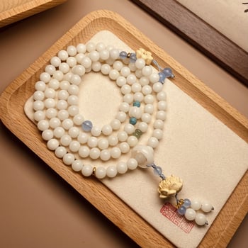 Bodhi gyöngy karkötő, 108 gyöngy, természetes, uniszex