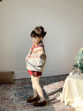 Dječji zimski set pulovera u korejskom stilu, Fair Isle žakard, debela vuna