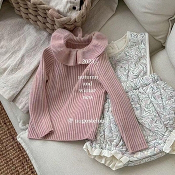 Koreai stílusú gyerek pulóver babagallérral, hálós anyag, poliészter 30–50%