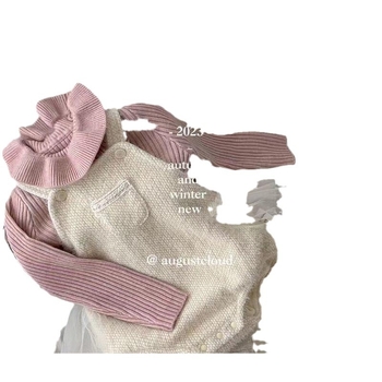 Koreai stílusú gyerek pulóver babagallérral, hálós anyag, poliészter 30–50%