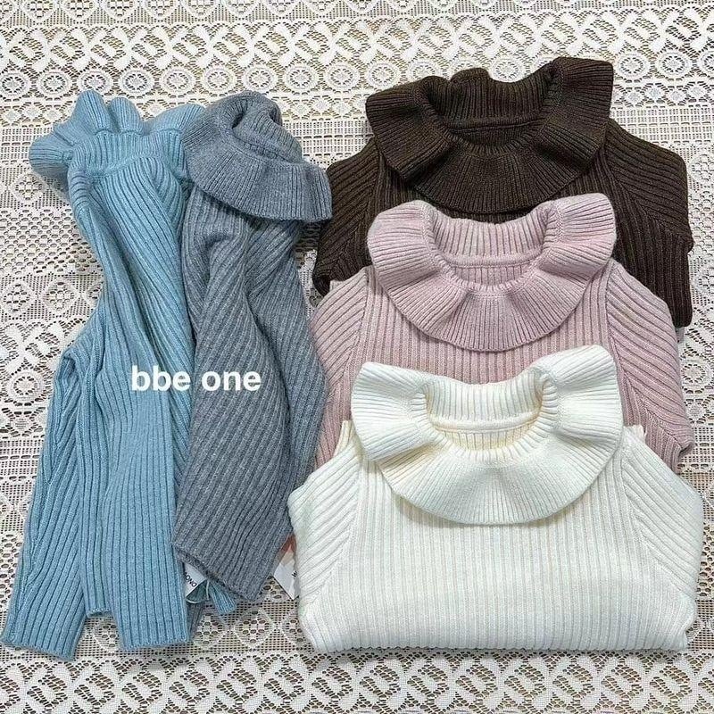 Koreai stílusú gyerek pulóver babagallérral, hálós anyag, poliészter 30–50%