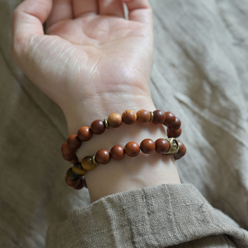 Fából készült karkötő, kézzel készített, uniszex, geometriai forma, természetes stílus