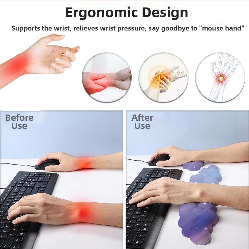 Rokas plaukstas atbalsta spilventiņš birojam, silikona, ūdensizturīgs, debesu iedvesots modelis, 330 g