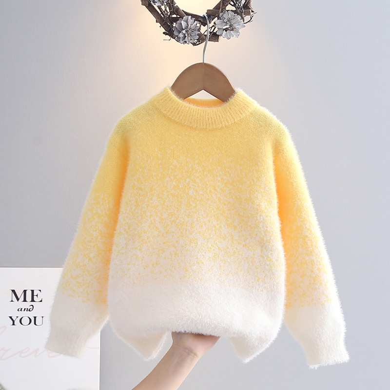 Pulover tricotat pentru copii | Vârsta 3–8 ani (100–140 cm), țesătură Mink velvet, material principal Mink hair 39.9%, guler rotund, mâneci lungi