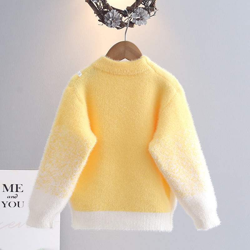 Pulover tricotat pentru copii | Vârsta 3–8 ani (100–140 cm), țesătură Mink velvet, material principal Mink hair 39.9%, guler rotund, mâneci lungi