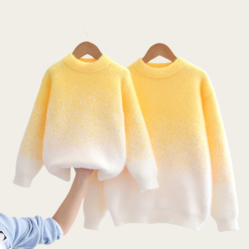 Pulover tricotat pentru copii | Vârsta 3–8 ani (100–140 cm), țesătură Mink velvet, material principal Mink hair 39.9%, guler rotund, mâneci lungi