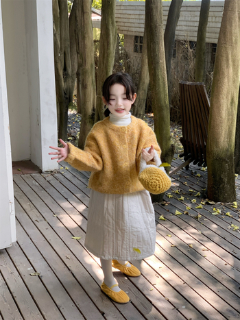 Dječji kardigan za djevojčice, korejskog stila, debeli pleteni, pamuk-akril smjesa, jednoredno kopčanje