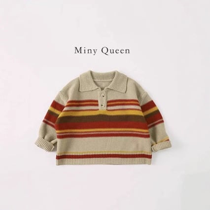 Pulover tricotat pentru copii, cu dungi, stil coreean, mâneca lungă, guler rever, 70% acrilic, pentru copii 3–8 ani, primăvară-toamnă