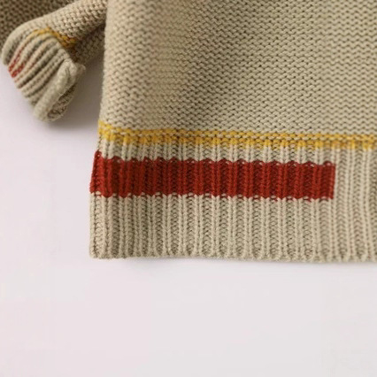 Pulover tricotat pentru copii, cu dungi, stil coreean, mâneca lungă, guler rever, 70% acrilic, pentru copii 3–8 ani, primăvară-toamnă