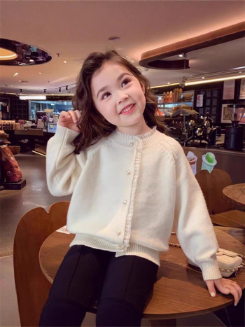 Cardigan tricotat pentru copii, cu model în dungi, țesătură fleece, mâneci lungi, guler rotund