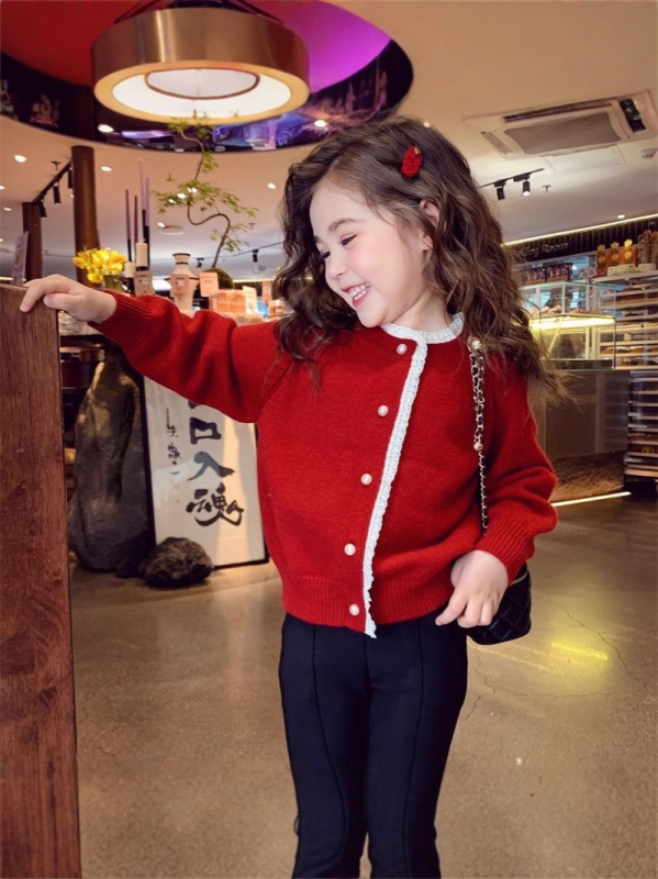 Cardigan tricotat pentru copii, cu model în dungi, țesătură fleece, mâneci lungi, guler rotund