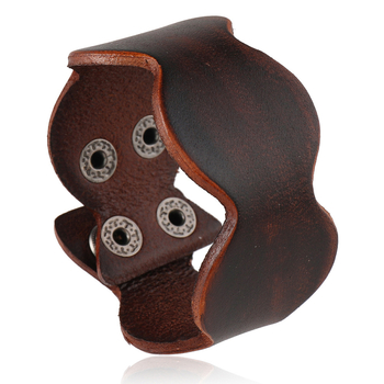 Bőrkarkötő, kézzel készített, uniszex, geometriai dizájn