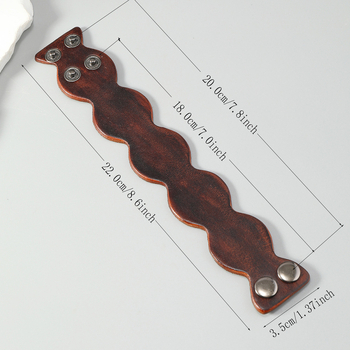 Bőrkarkötő, kézzel készített, uniszex, geometriai dizájn