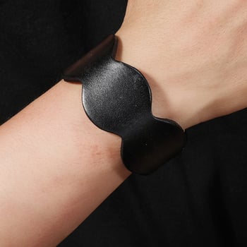 Bőrkarkötő, kézzel készített, uniszex, geometriai dizájn