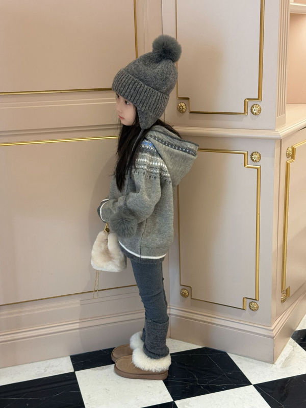 Pulover tricotat cu glugă pentru fete, model abstract, țesut tricotat, 50% bumbac, iarnă 2025, potrivit pentru fetițe de peste 8 ani (peste 140 cm)