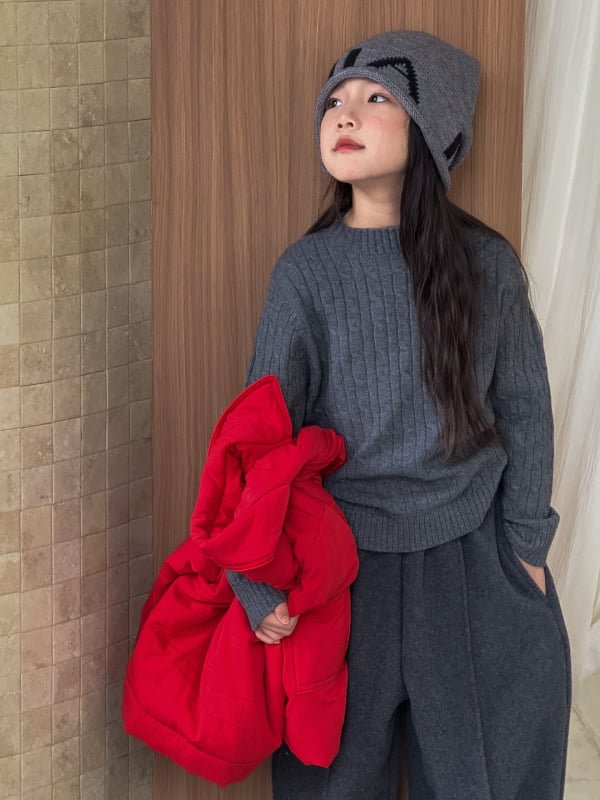 Gyerekeknek szóló gyapjú pulóverdzseki, uniszex, koreai kötés, kerek nyakú, finom gyapjú, téli 2025 kiadás