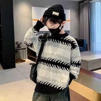 Pulover pentru copii – versiune coreeană, pentru iarnă, gros, tricotat, cu fermoar