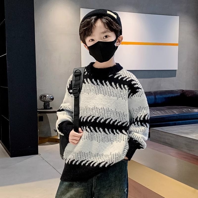 Pulover pentru copii – versiune coreeană, pentru iarnă, gros, tricotat, cu fermoar