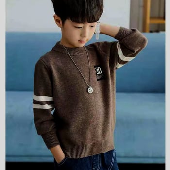 Fiúknak szóló kötött pulóver, K-stílus, 85% gyapjú, 8 évesnél idősebbeknek, téli–tavaszi–őszre.