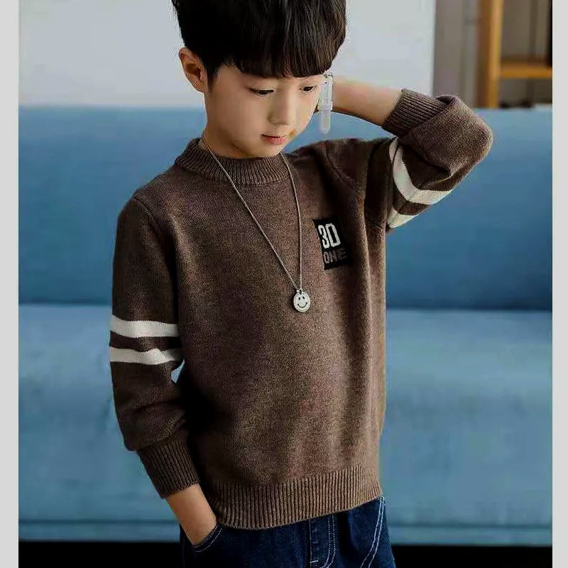 Fiúknak szóló kötött pulóver, K-stílus, 85% gyapjú, 8 évesnél idősebbeknek, téli–tavaszi–őszre.