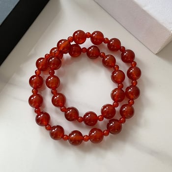 Agát gyöngyös karkötő, két rétegű kivitel, Ruibao, nőknek, geometriai dizájn