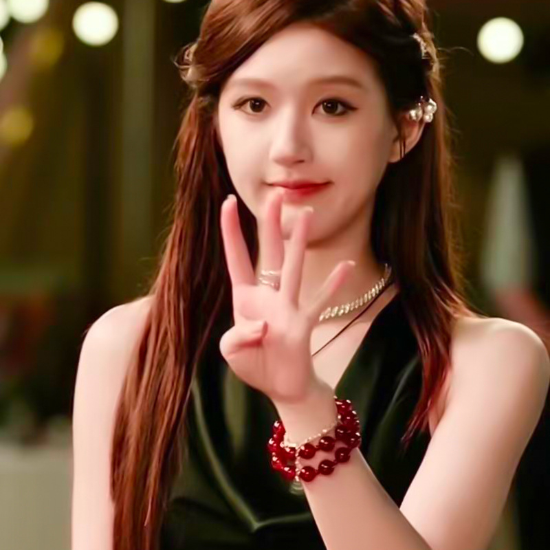 Agát gyöngyös karkötő, két rétegű kivitel, Ruibao, nőknek, geometriai dizájn