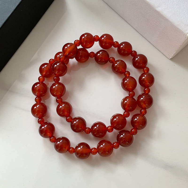 Agát gyöngyös karkötő, két rétegű kivitel, Ruibao, nőknek, geometriai dizájn