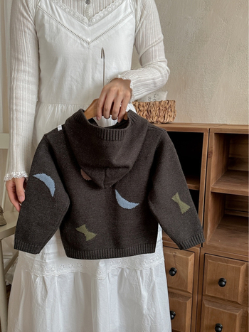 Cardigan cu fermoar și glugă pentru copii, stil coreean, unisex, material Andy velvet, 51% acrilic, pentru vârsta 3–8 ani, potrivit pentru toamnă, iarnă și primăvară