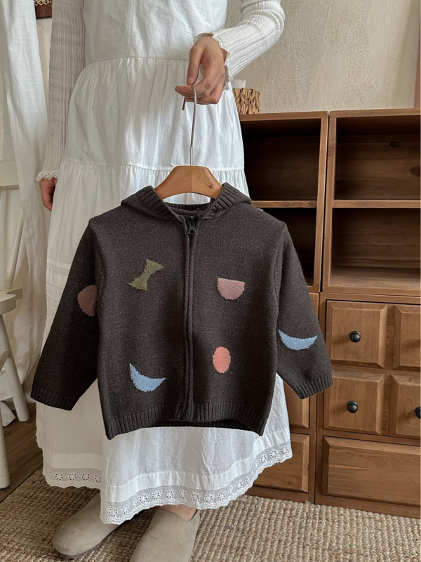 Cardigan cu fermoar și glugă pentru copii, stil coreean, unisex, material Andy velvet, 51% acrilic, pentru vârsta 3–8 ani, potrivit pentru toamnă, iarnă și primăvară