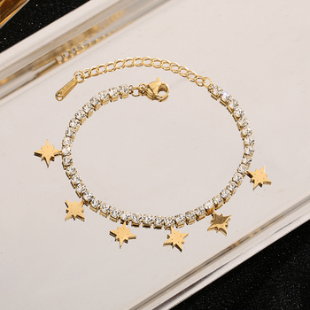 Geometriai titánacél karkötő nyolcszögletű csillag medál, női ékszer, elektroplatált bevonattal