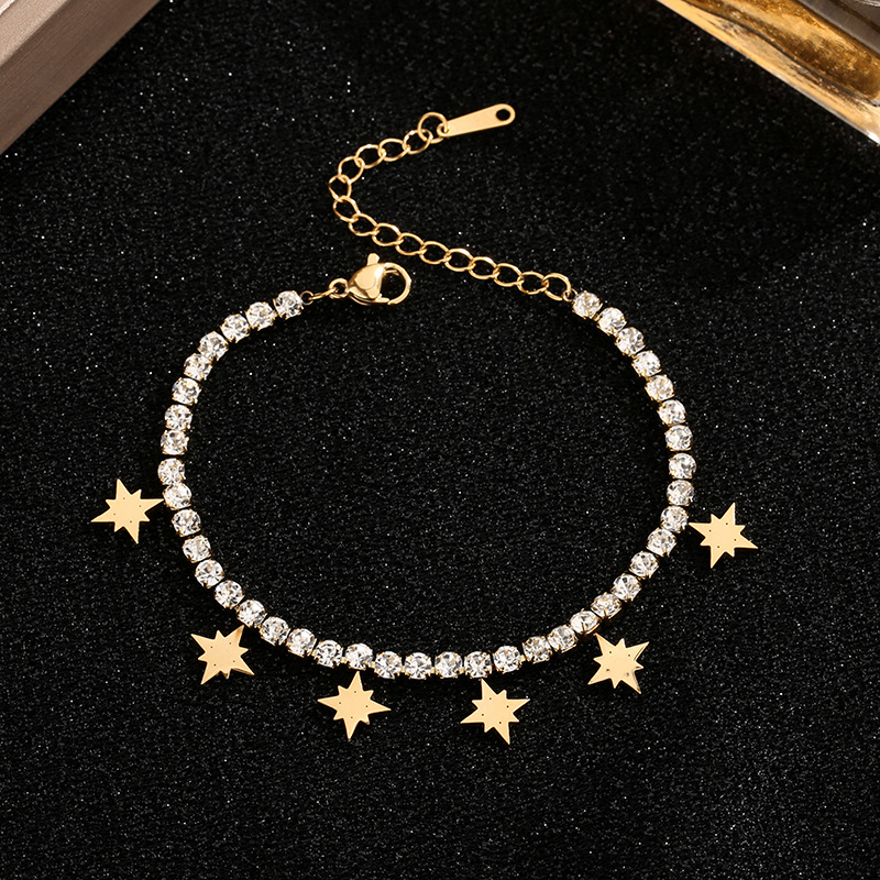 Geometriai titánacél karkötő nyolcszögletű csillag medál, női ékszer, elektroplatált bevonattal