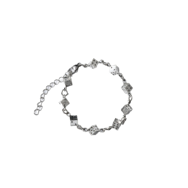 Brățară din oțel titan cu design zar, stil minimalist unisex, placare electrolitică, accesorii pentru mână