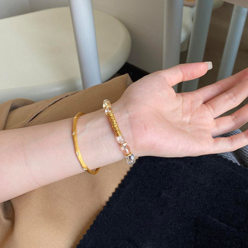 Brățară unisex lucrată manual, cu mărgele geometrice transparente, materiale mixte, bijuterie de mână, stil fashion OL, lansare vară 2025