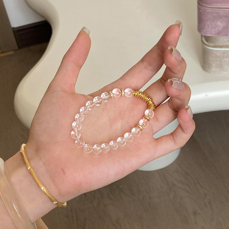 Brățară unisex lucrată manual, cu mărgele geometrice transparente, materiale mixte, bijuterie de mână, stil fashion OL, lansare vară 2025