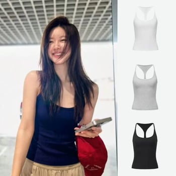 I-formájú top a melltartó fedéséért, pamut-elasztán keverék, mikroelasztikus, nem levehető vállpántok, normál hossz