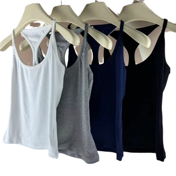 I-formájú top a melltartó fedéséért, pamut-elasztán keverék, mikroelasztikus, nem levehető vállpántok, normál hossz