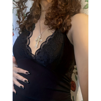 Camisolă din dantelă plisată, bretele detașabile, wrap în față, talie înaltă, 95% acril