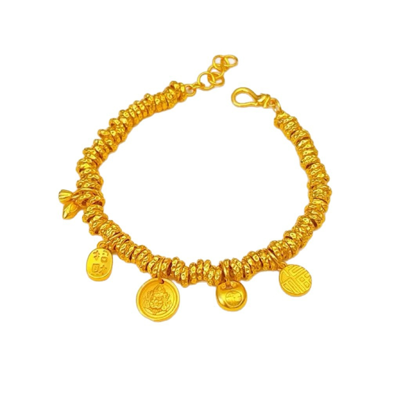 Brățară unisex din cupru placat cu aur, design geometric, stil etnic, placare electroplatină, origine: Lianyungang