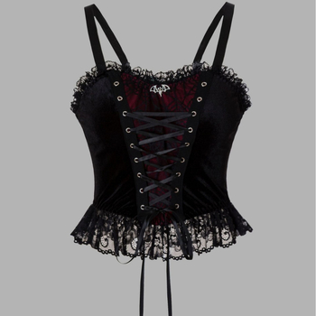 Camisole top s čipkom i metalnim detaljima, V-izrez, poliester materijal, srednja težina, pogodan za sve sezone