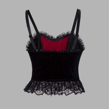 Camisole top s čipkom i metalnim detaljima, V-izrez, poliester materijal, srednja težina, pogodan za sve sezone