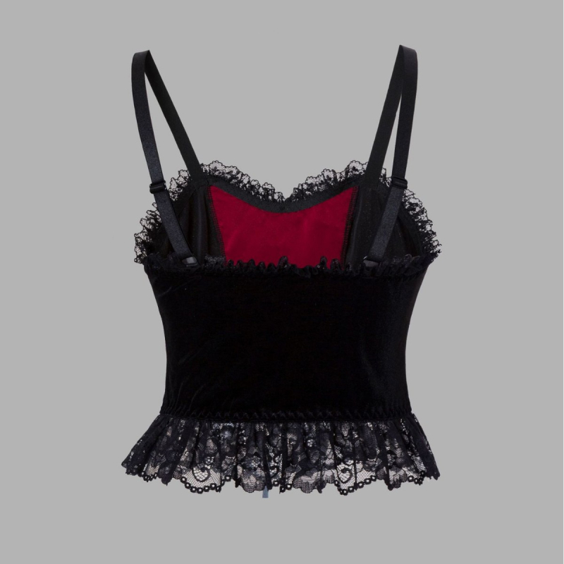 Camisole top s čipkom i metalnim detaljima, V-izrez, poliester materijal, srednja težina, pogodan za sve sezone