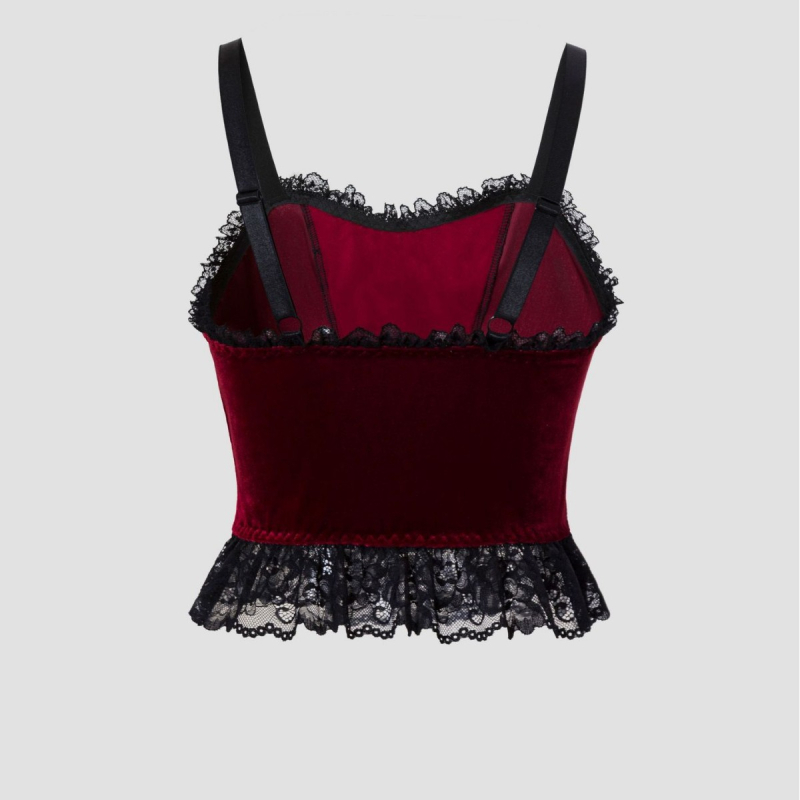 Camisole top s čipkom i metalnim detaljima, V-izrez, poliester materijal, srednja težina, pogodan za sve sezone
