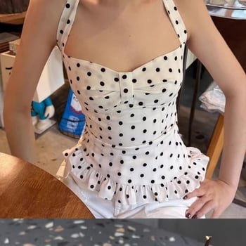 Потник с халтер и принт на точки, полиестерова тъкан, 90–95% полиестер, Лято 2025