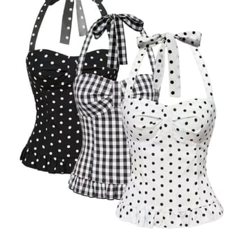 Потник с халтер и принт на точки, полиестерова тъкан, 90–95% полиестер, Лято 2025