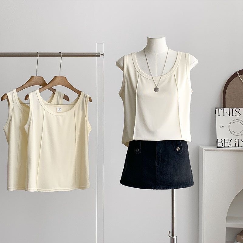 Camisolă cu bretele în formă de os de pește, croială lejeră, femei adulte, poliester cu spandex, micro-elastic, bretele duble, stil casual japonez-coreean, primăvară 2025