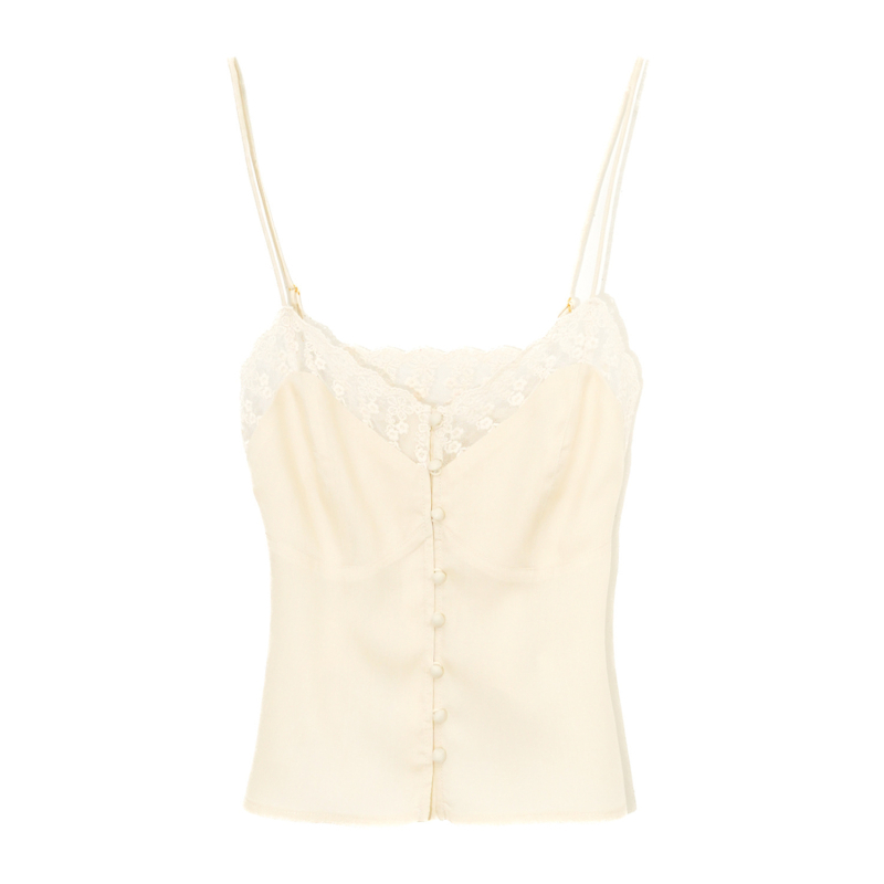Anfeena Camisole Top s uskim krojem, čipka, Lyocell 95%+, Podesive naramenice, Kratka duljina