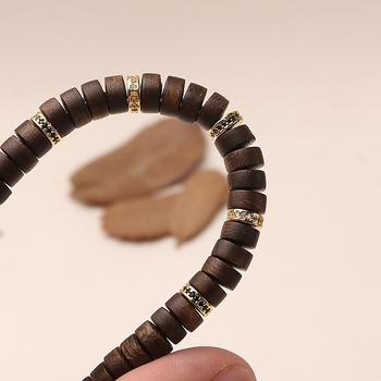 Гривна от агарово дърво DIY, етно стил, гравирана и ръчно изработена, полирана; Two Fates; лято 2024