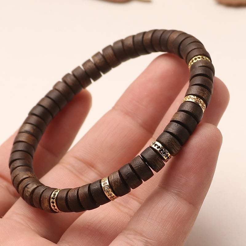 Гривна от агарово дърво DIY, етно стил, гравирана и ръчно изработена, полирана; Two Fates; лято 2024